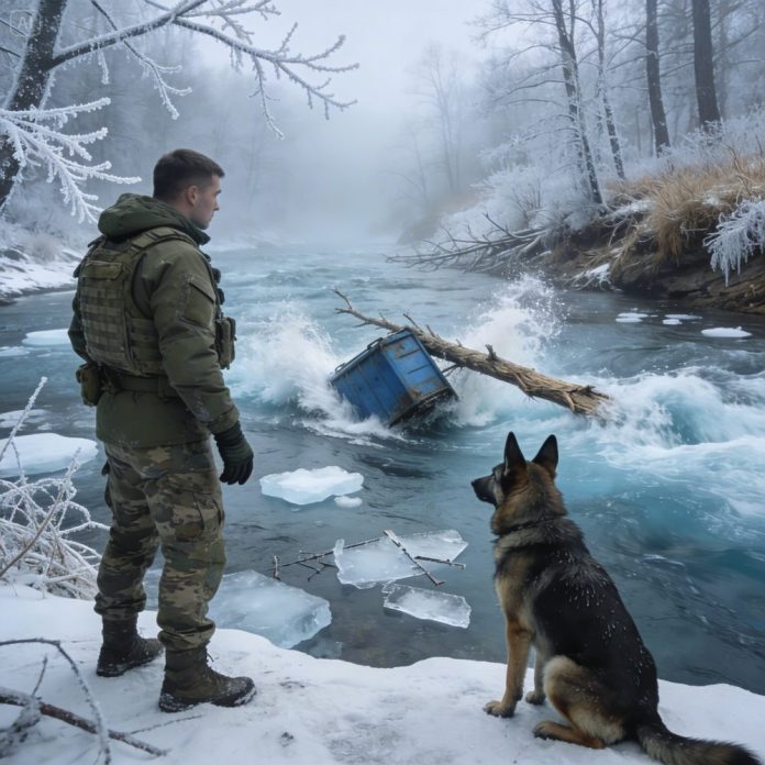 dreamina-2026-03-17-5263-On a freezing cold riverbank, snow cover...