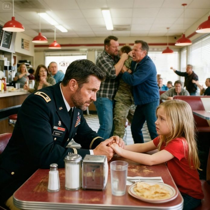 dreamina-2026-03-19-6346-A soldier comforting a little girl in a ...